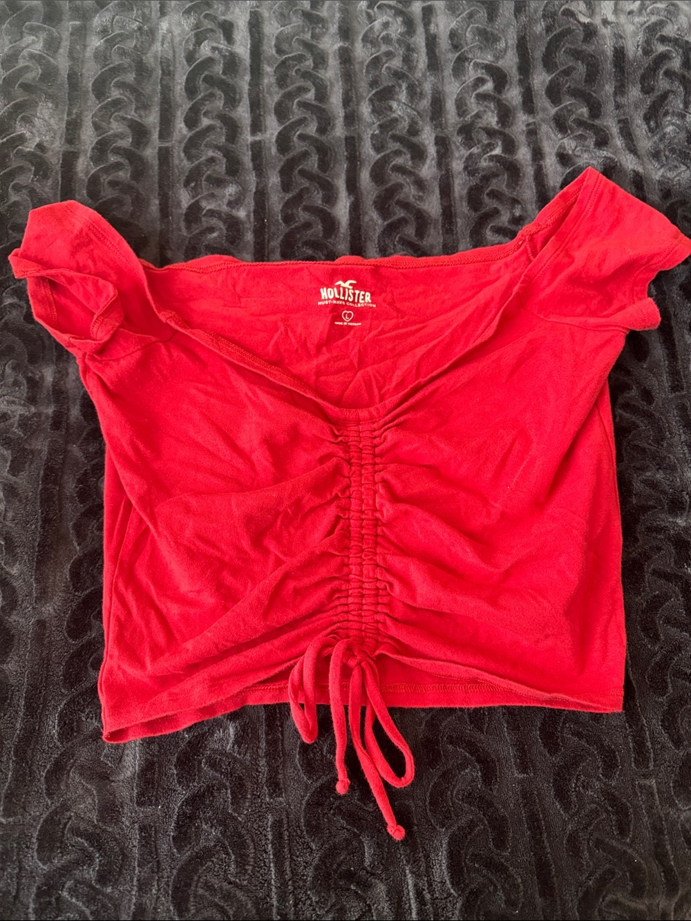 Hollister Bright Red Ruched Drawstring Crop Top